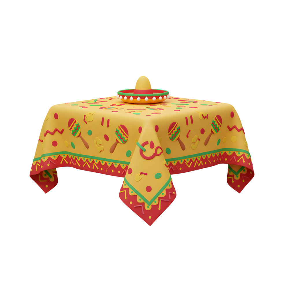 Festive Table Setting with Sombrero and Maraca Decorations Celebration Theme png