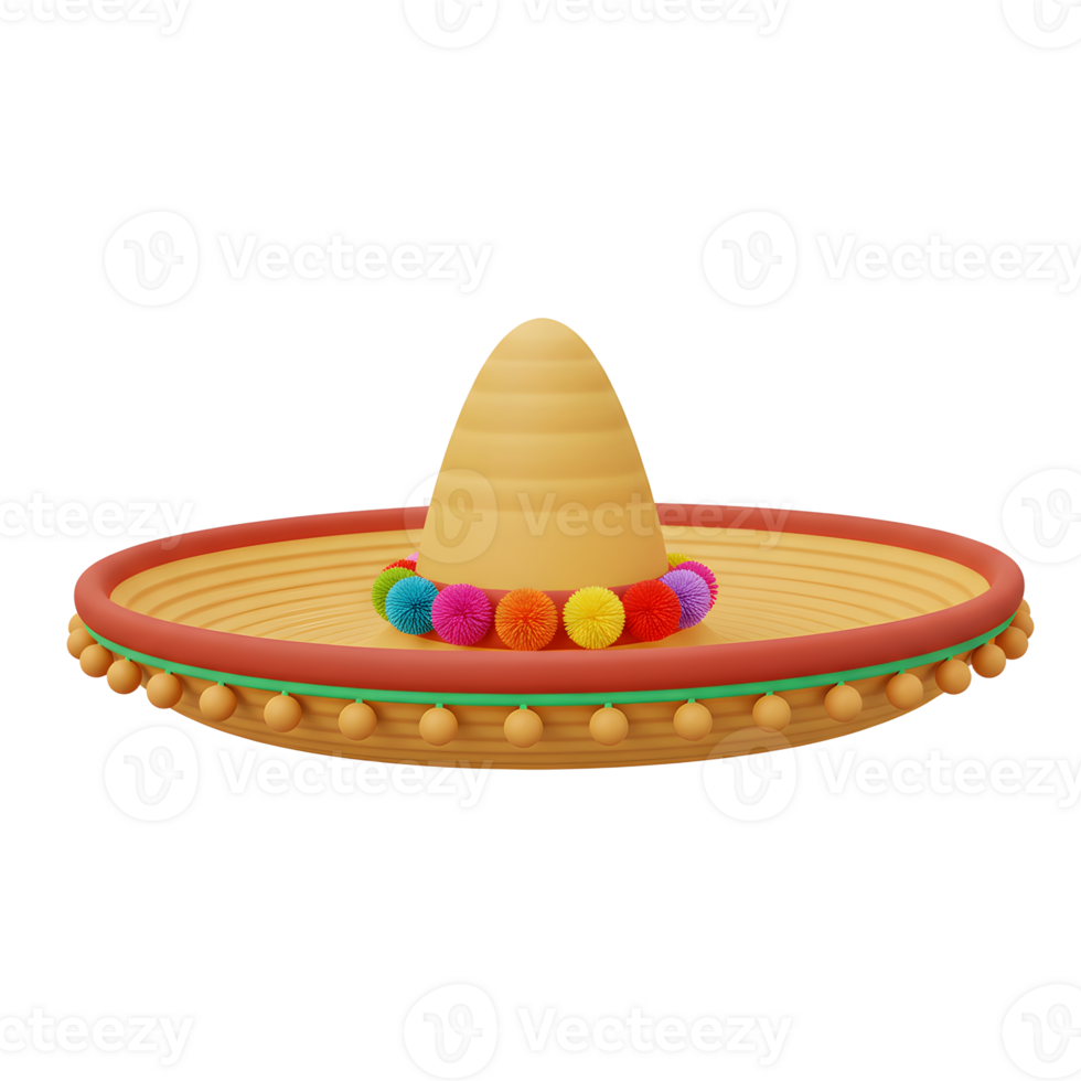 Colorful Sombrero Hat with Pom Poms Celebratory and Festive Isolated png