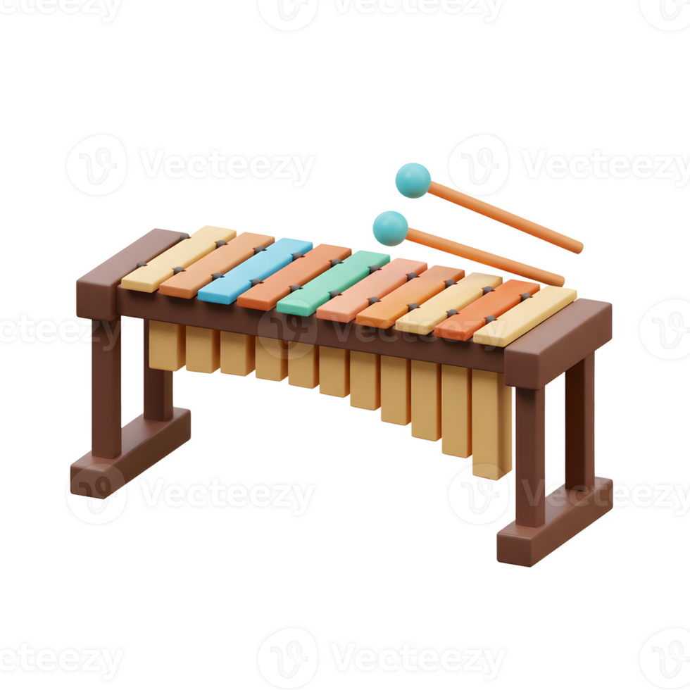 Colorful xylophone with mallets for musical education and entertainment png