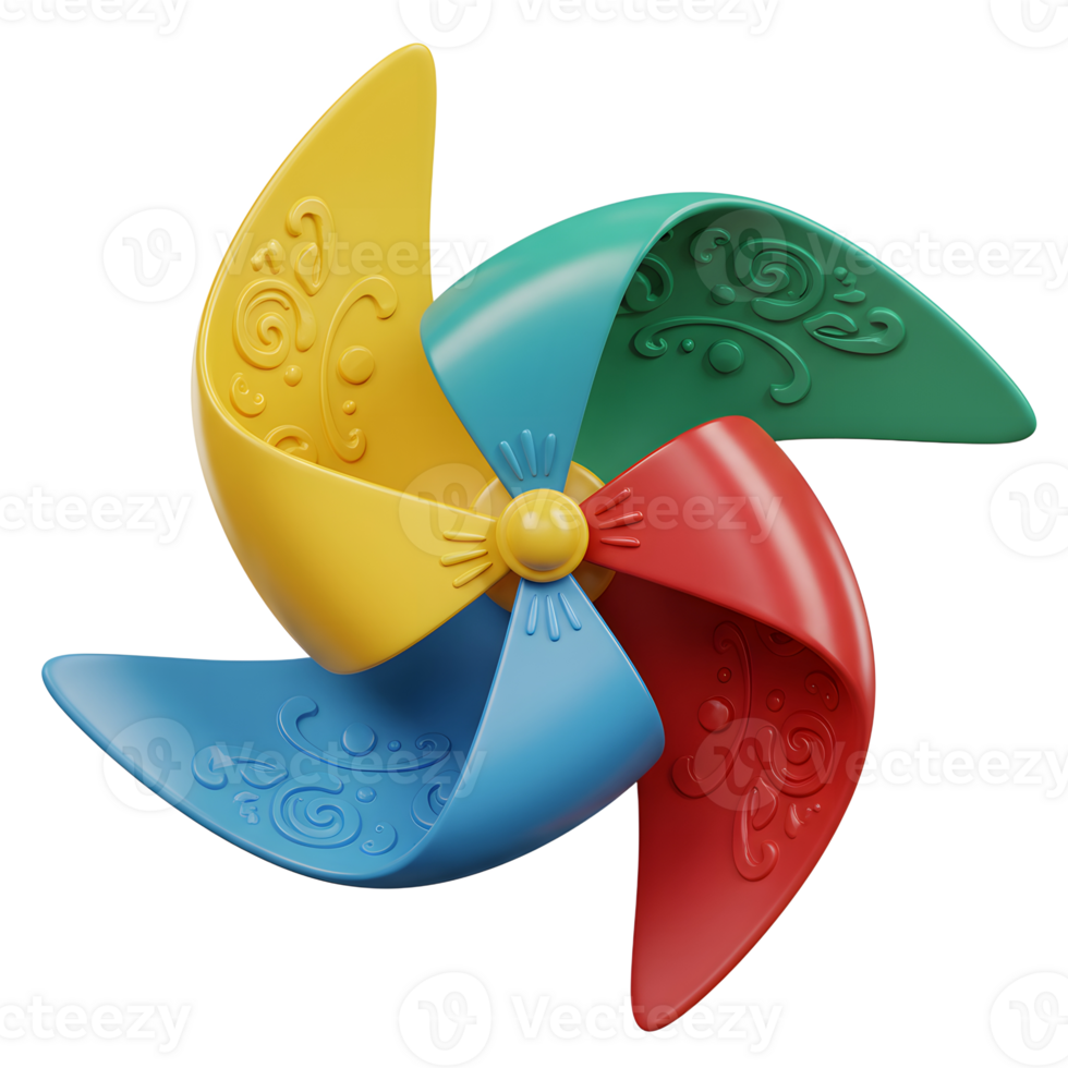 Colorful Pinwheel Toy with Intricate Designs for Playful Fun png