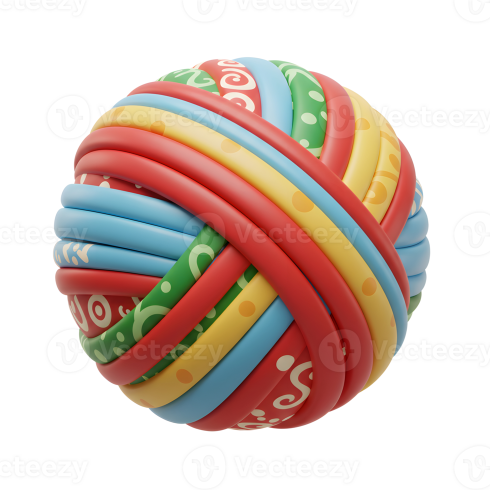 Colorful Ball with Patterned Bands Design on White Background png