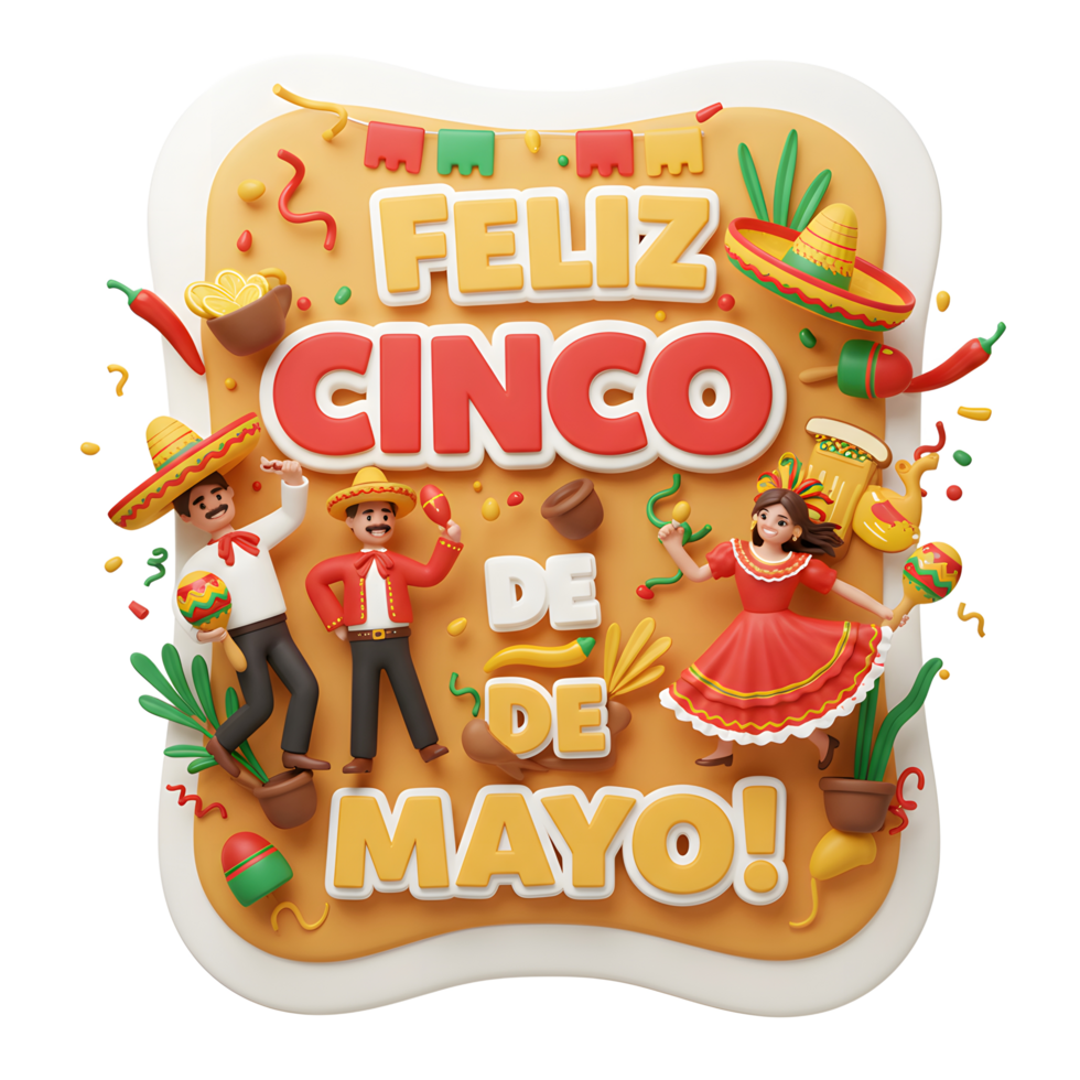 Celebrating Cinco de Mayo with Animated Characters and Festive Elements png