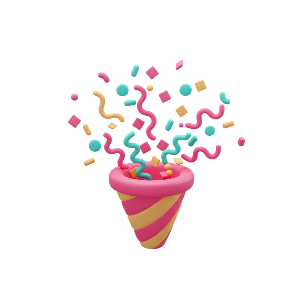 Exploding Party Popper with Confetti Celebration and Decorative Fun png