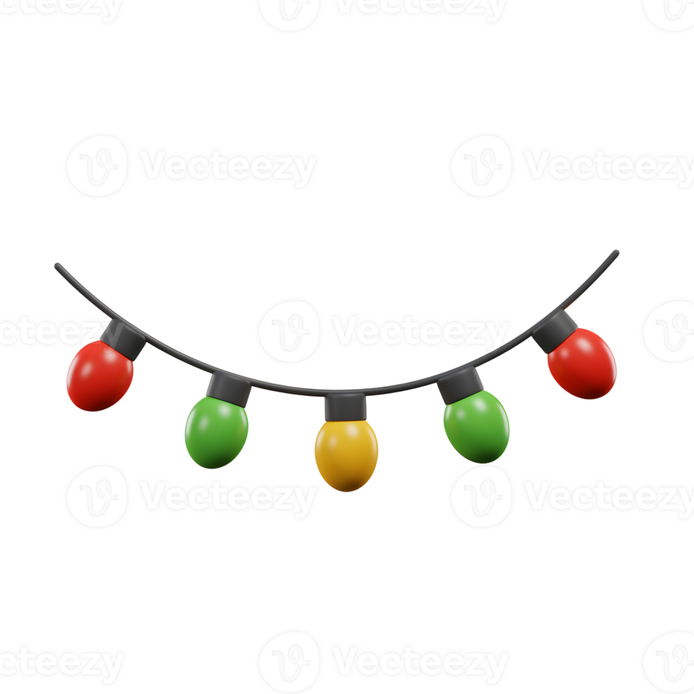 Hanging String Lights with Red Green and Yellow Bulbs Decoration png