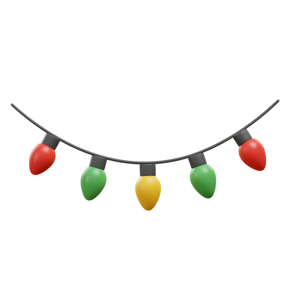 Hanging Decorative String Lights with Red Green and Yellow Bulbs png