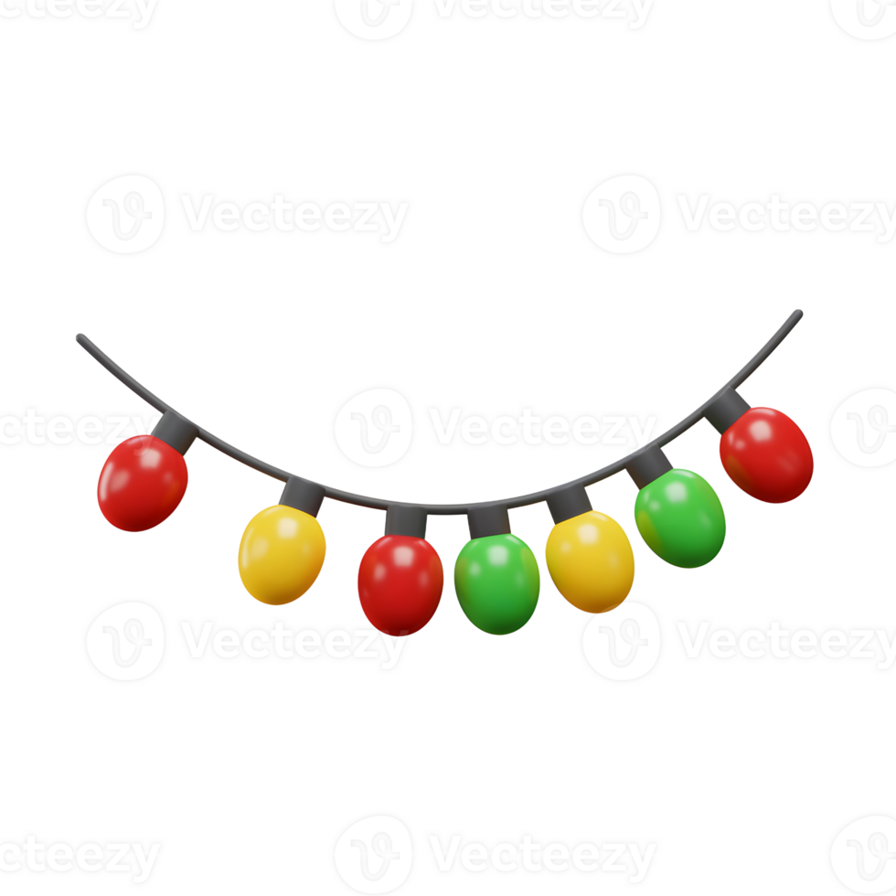 Colorful Holiday Lights Garland Rendering for Festive Decoration or Celebration png