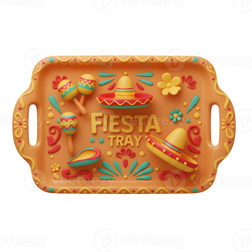 Festive Party Tray with Colorful Elements and Celebration Theme png