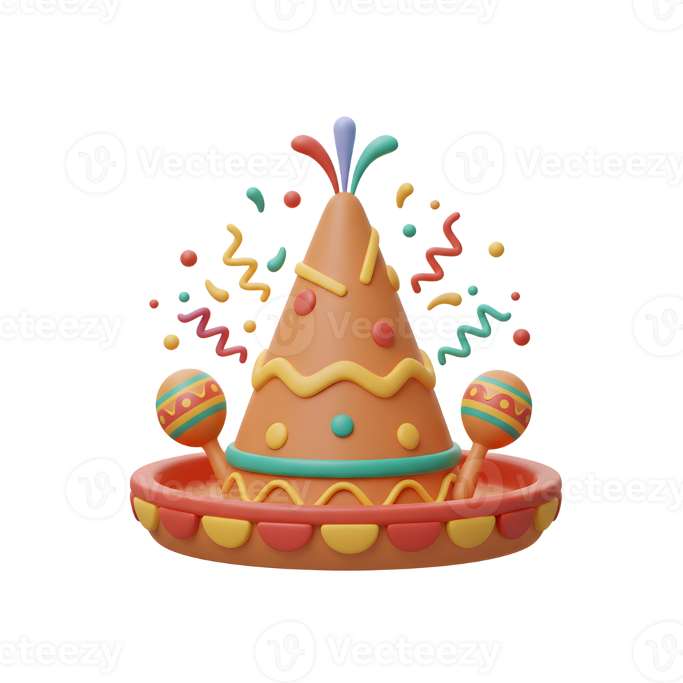 Celebrating Culture Festive Party Hat with Maracas and Confetti png
