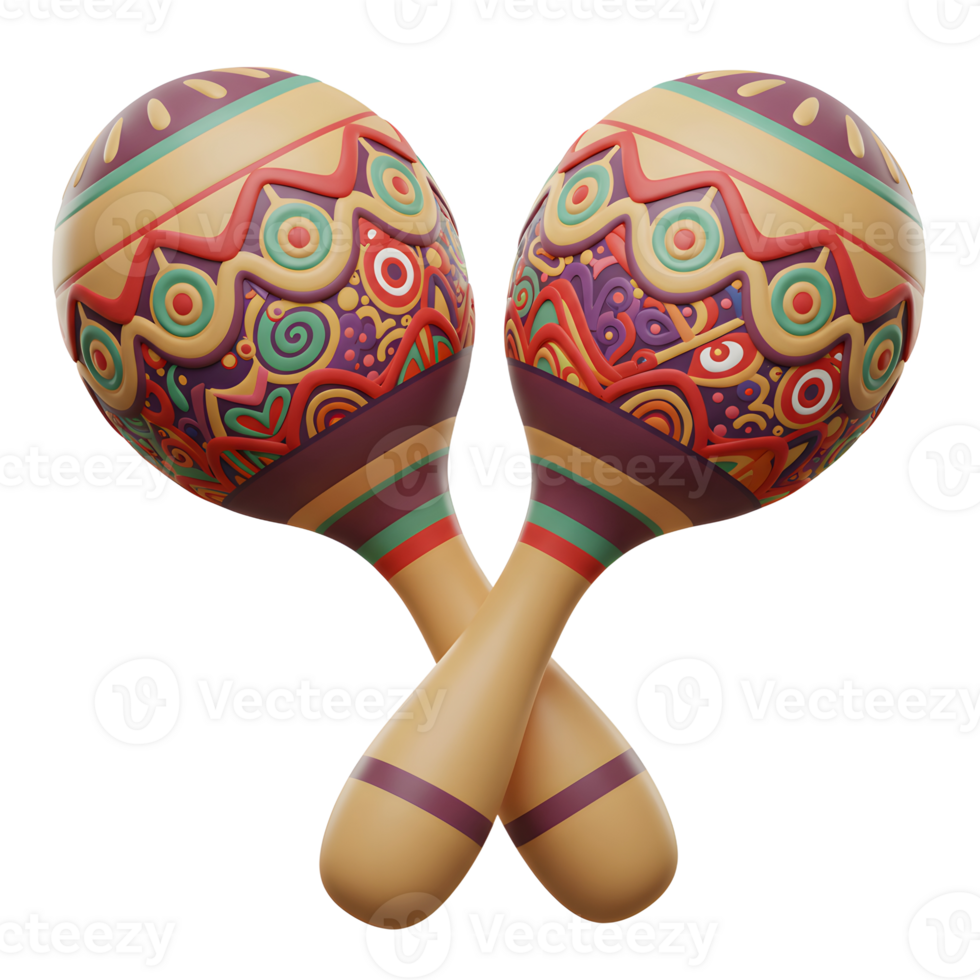 Two Colorful Maracas Musical Instruments With Detailed Decorative Design png