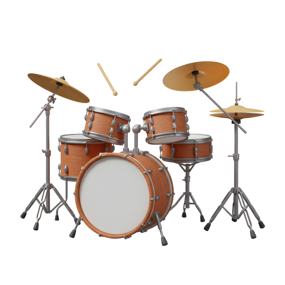 Isolated Drum Set with Sticks Ready for Music Performance Illustration png
