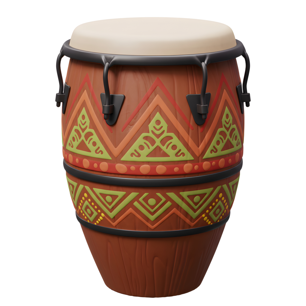 Isolated Percussion Drum with Decorative Ornament on White Background png
