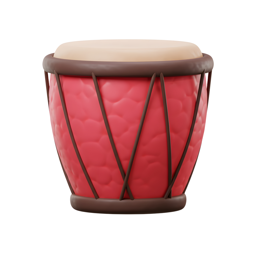 Red Drum Instrument Isolated with Brown Ropes for Musical Expression png