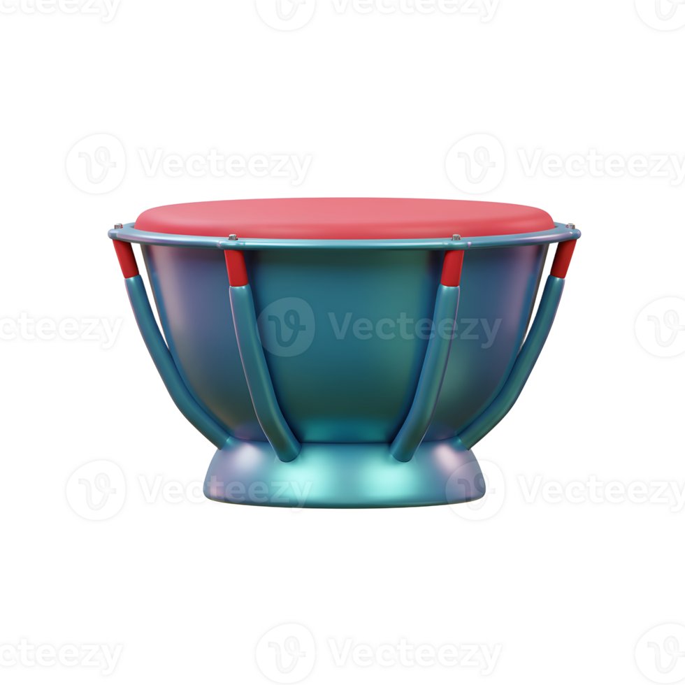 Isolated drum image with blue hue and pink top on white png