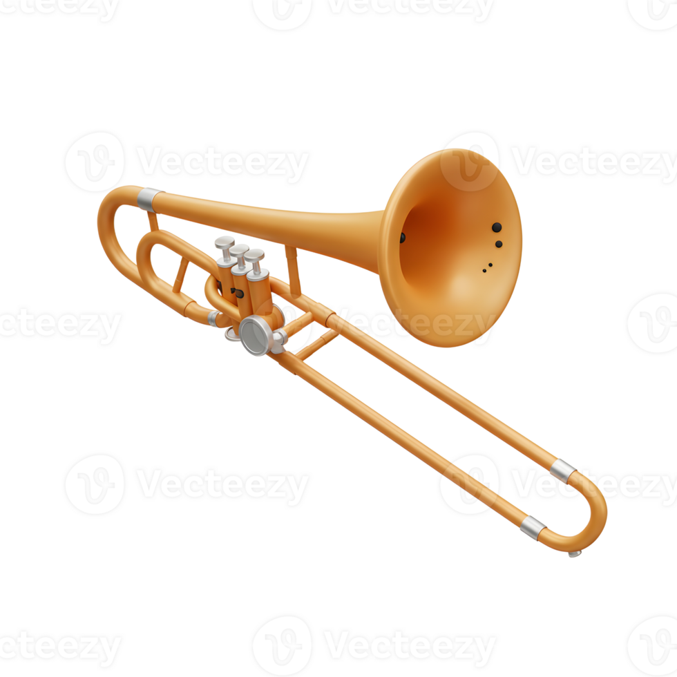 Isolated Trombone Illustration on White Background for Music Concept png