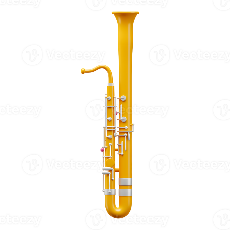 Isolated yellow bass oboe music instrument illustration on white background png