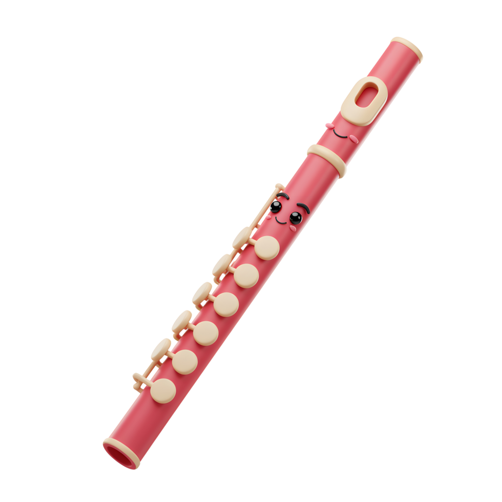 Cartoon Flute with a Smiling Face on White Background Image png