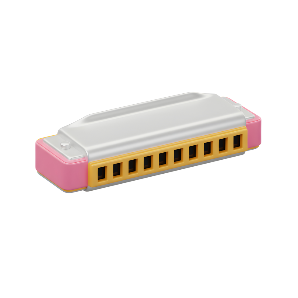 Harmonica Instrument Isolated on White Background Showing Sound Holes png