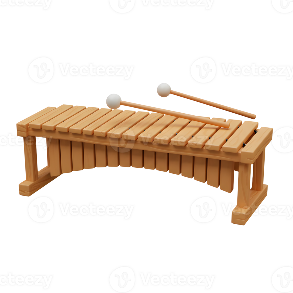 Xylophone Instrument with Mallets Lying on Top Ready for Playing png