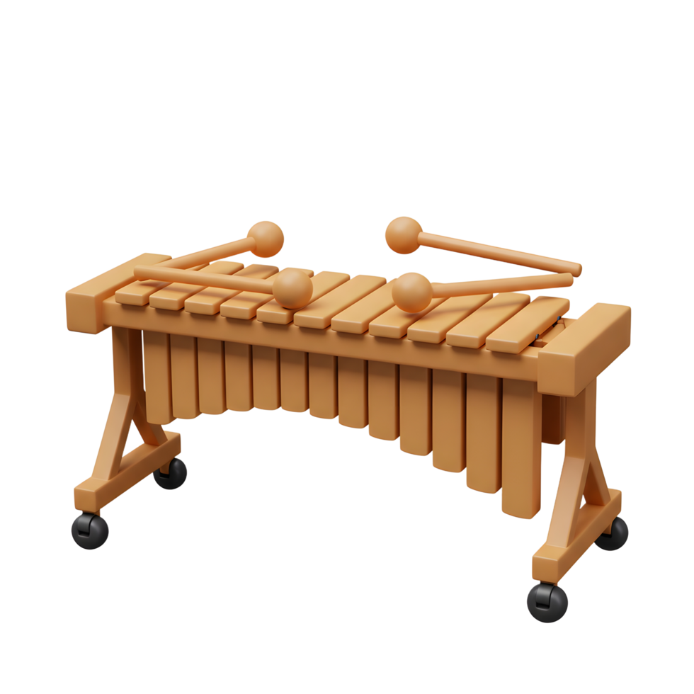 Wooden Xylophone Musical Instrument with Mallets Isolated on White Background png