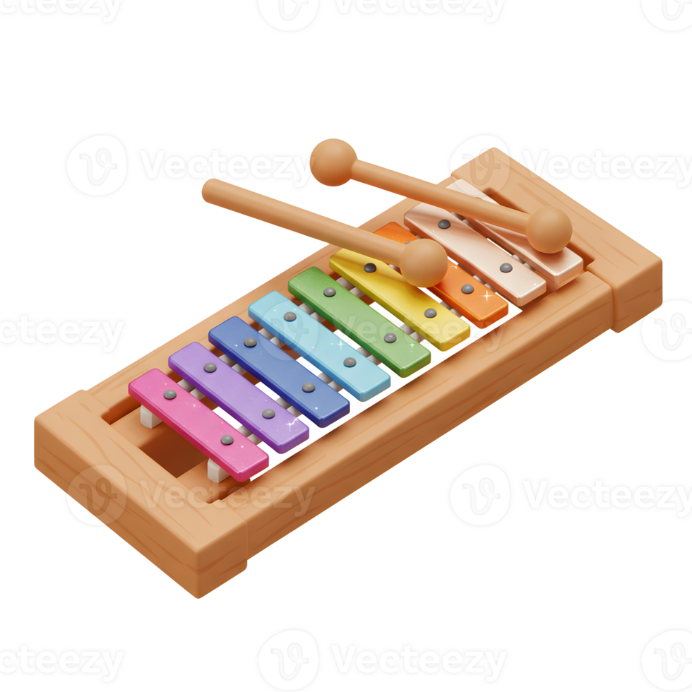 Colorful Xylophone with Mallets for Musical Fun and Early Learning png