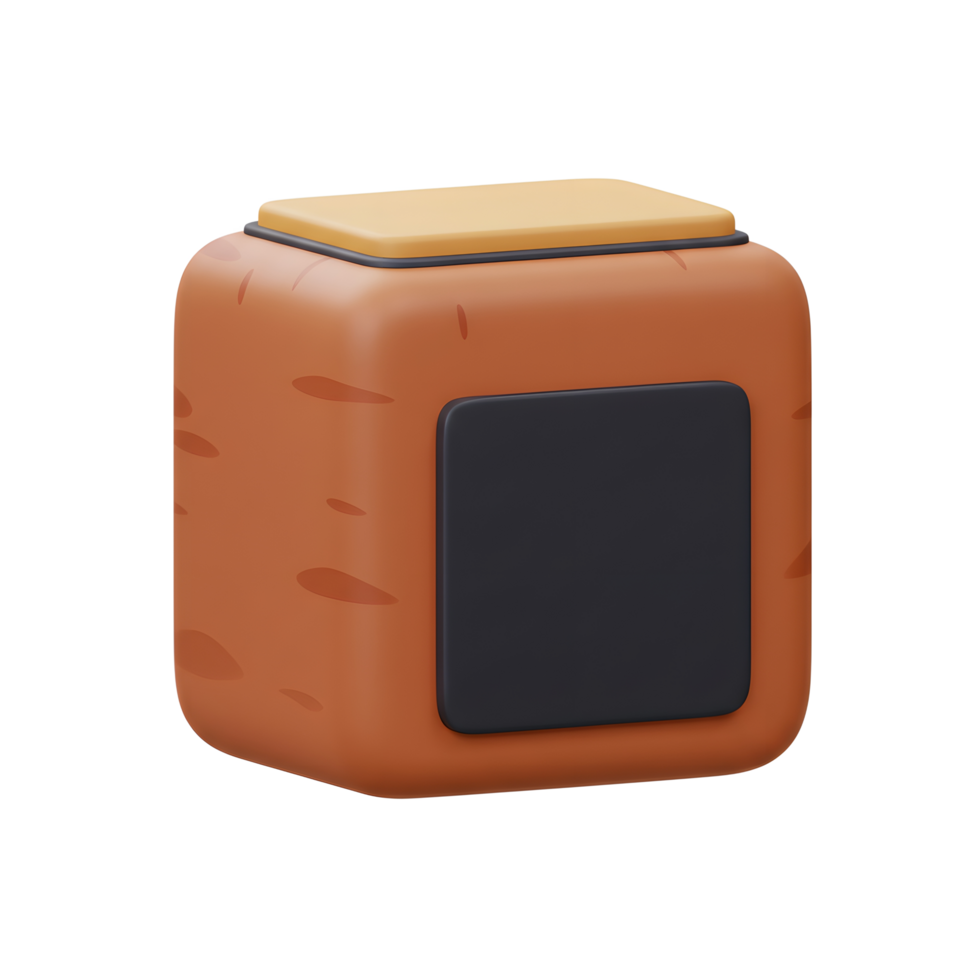 Isometric Cube with Rounded Edges and Contrasting Color Accents png