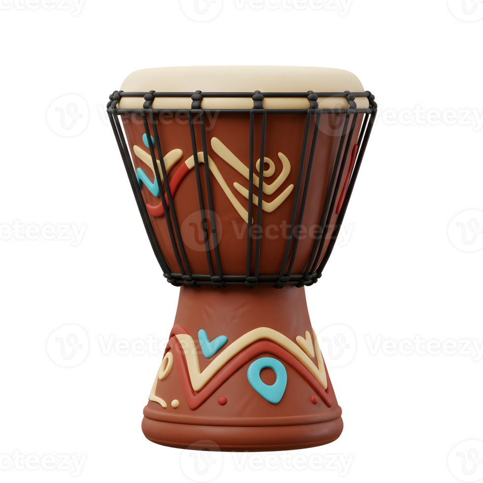 Isolated Djembe Drum with Ethnic Pattern Ideal for Music Education png