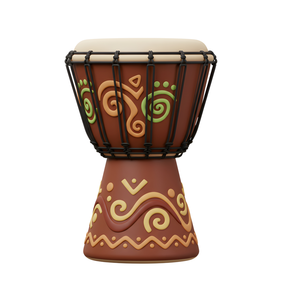 Isolated Djembe Drum with Ethnic Art Design for Percussion Music png