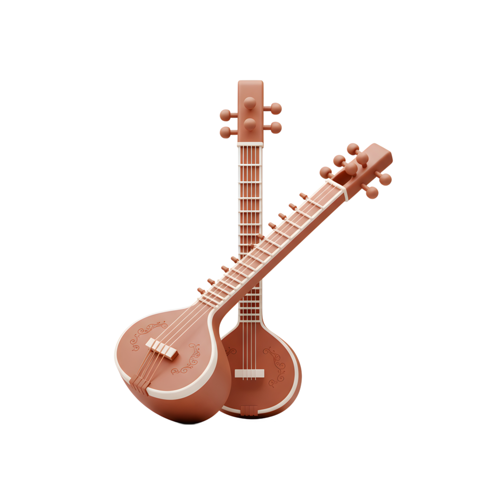 Sitar Instruments Leaning Against Each Other for Music or Cultural Design png