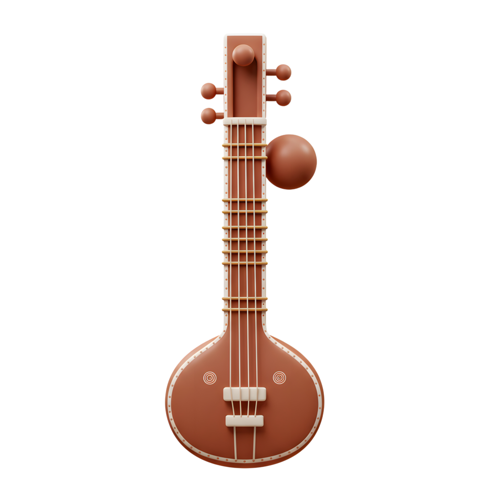 Brown Stringed Instrument Isolated on White Backdrop Musical Tradition Concept png