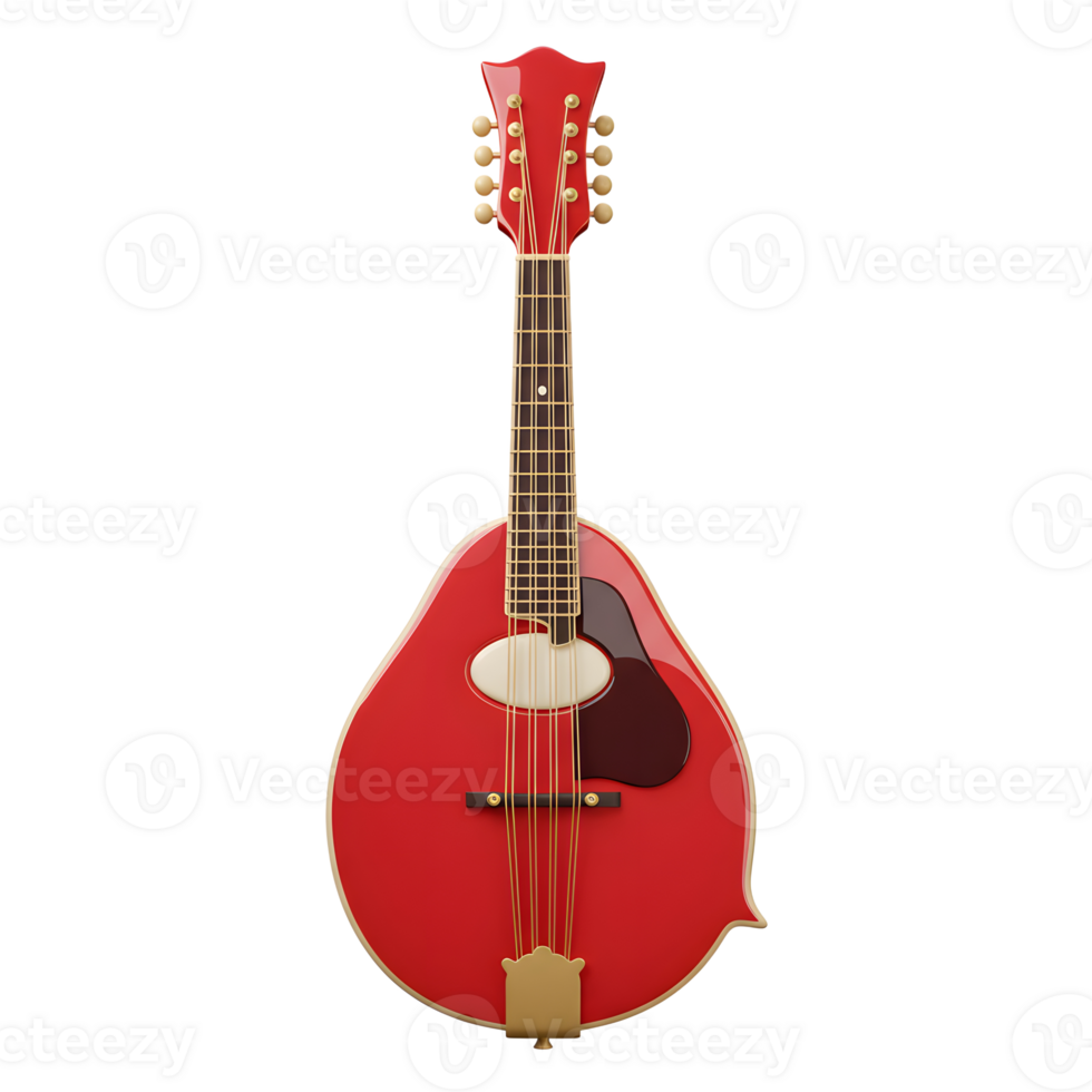 Isolated Red Mandolin Musical Instrument for Country or Folk Music png