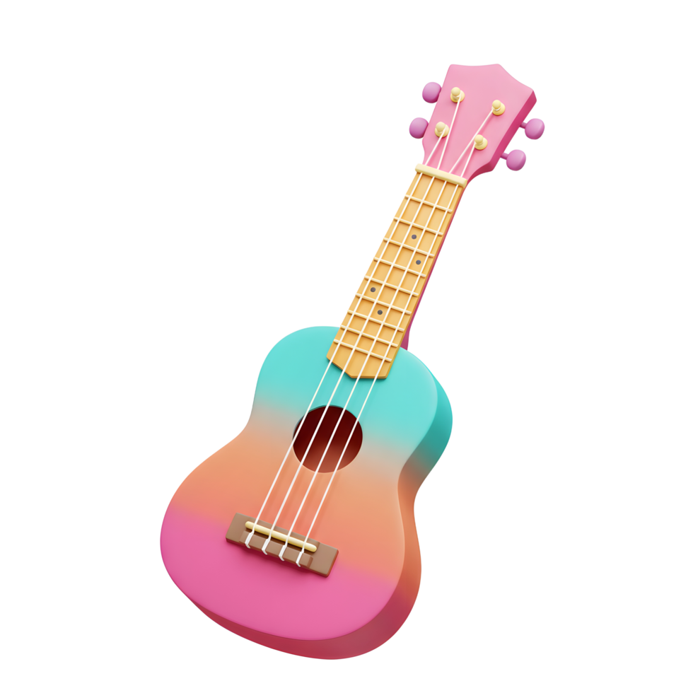 Isolated Ukulele on White Background with Colorful Gradient Finish png