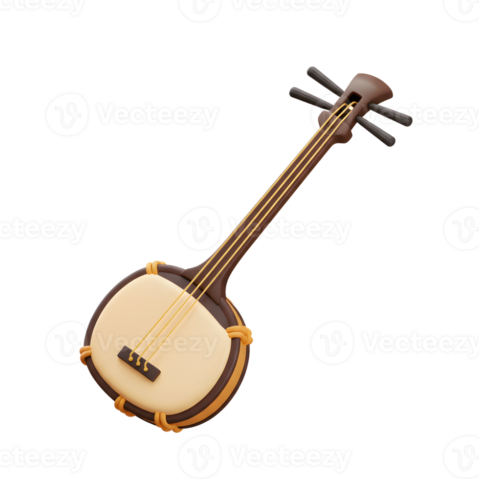Stylized Musical Instrument Illustration of a Traditional Stringed Instrument png
