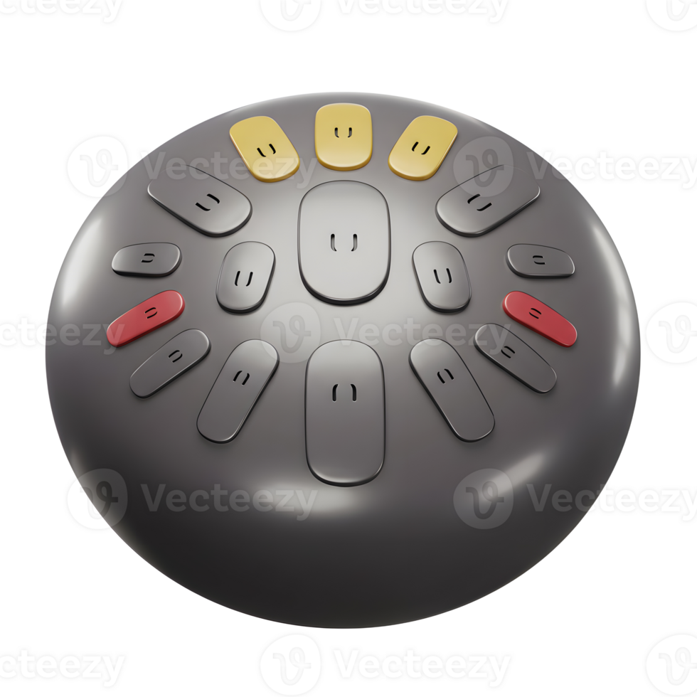 Handpan Drum Instrument Closeup with Different Colored Notes and Simple Design png