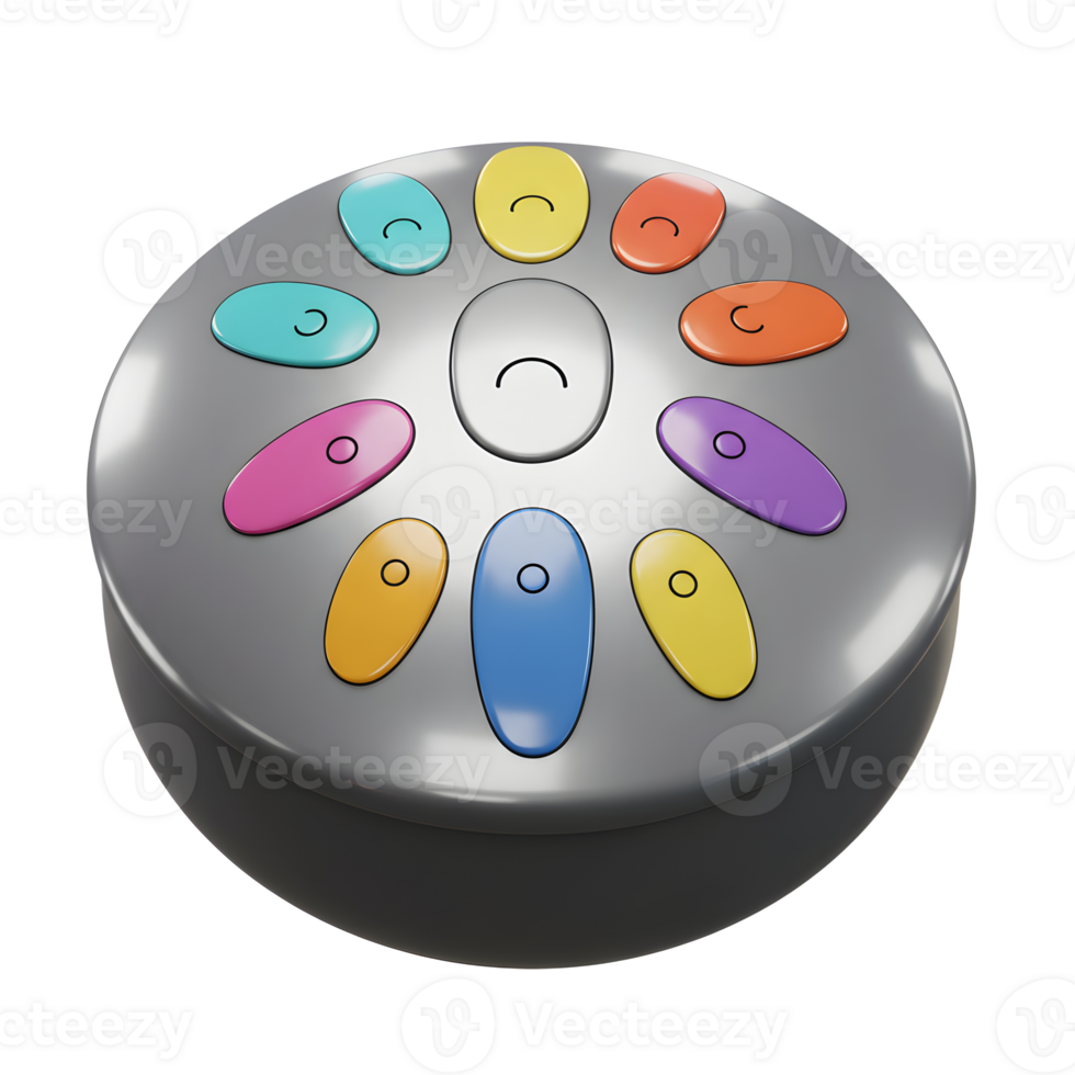Overhead View of Colorful Percussion Instrument with Steel Drum Sound png