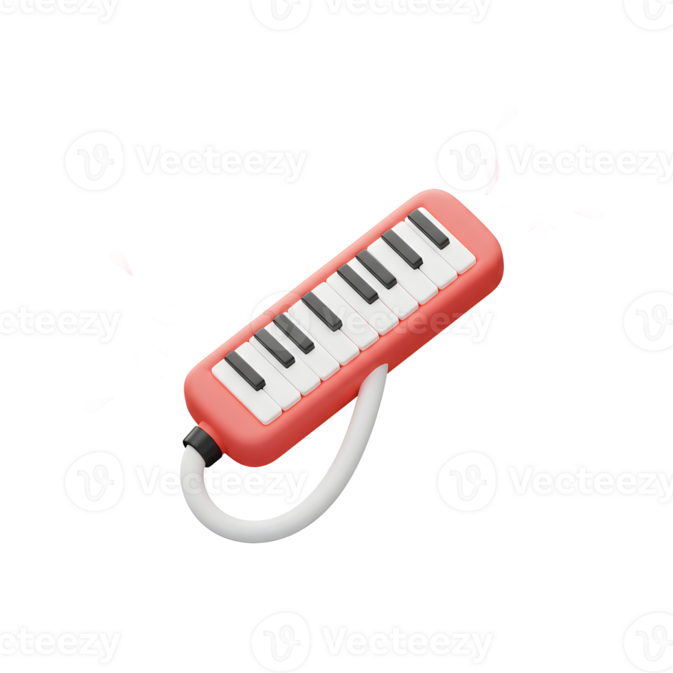 Playing Keyboard Horn Musical Instrument with Pink Sound Waves Animation png