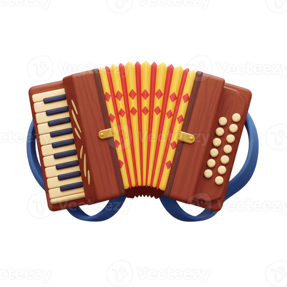 Cartoon Accordion Musical Instrument Close-Up with Keys and Buttons png