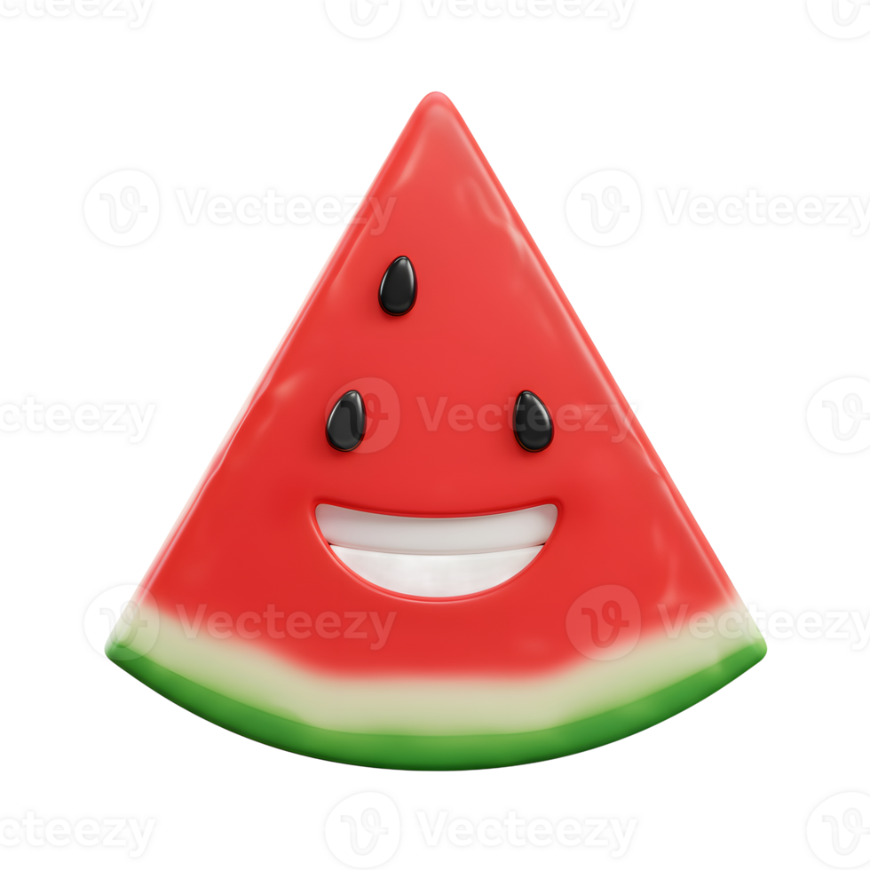 Smiling Watermelon Slice Illustration with Seeds and Cheerful Expression png
