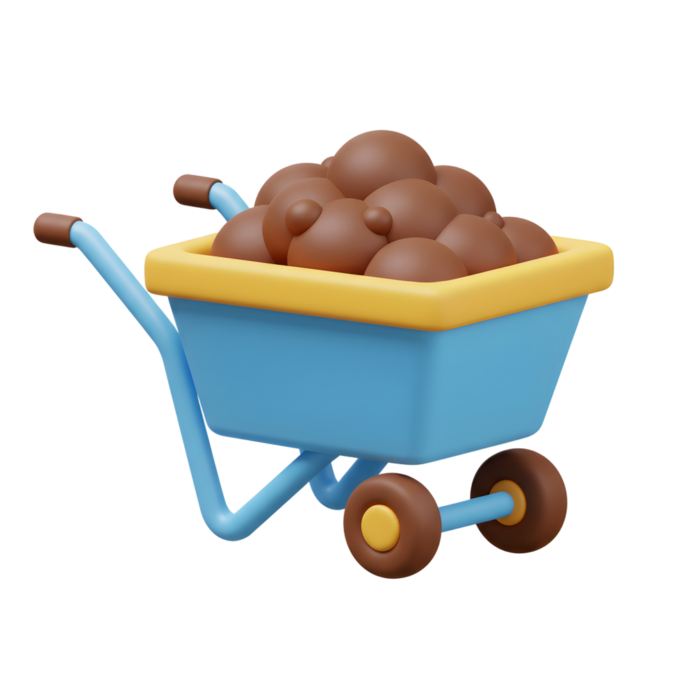 Wheelbarrow Carrying Soil Cartoon Illustration for Gardening Concepts png