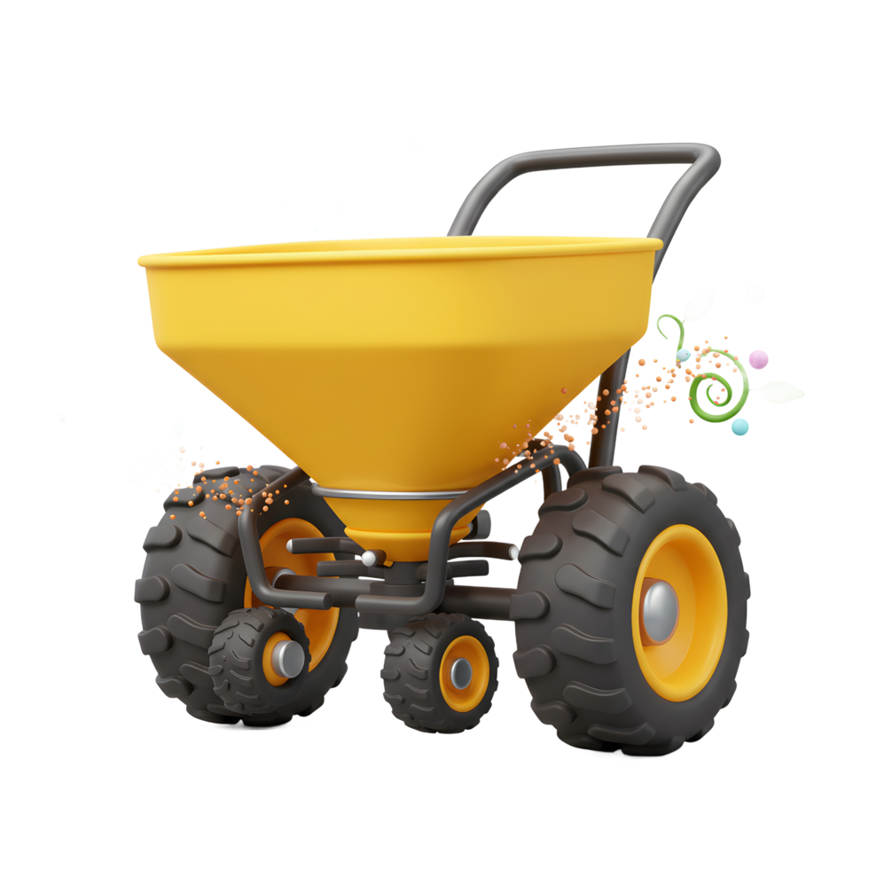 Spreading Fertilizer with Cart Illustration for Garden or Farming png