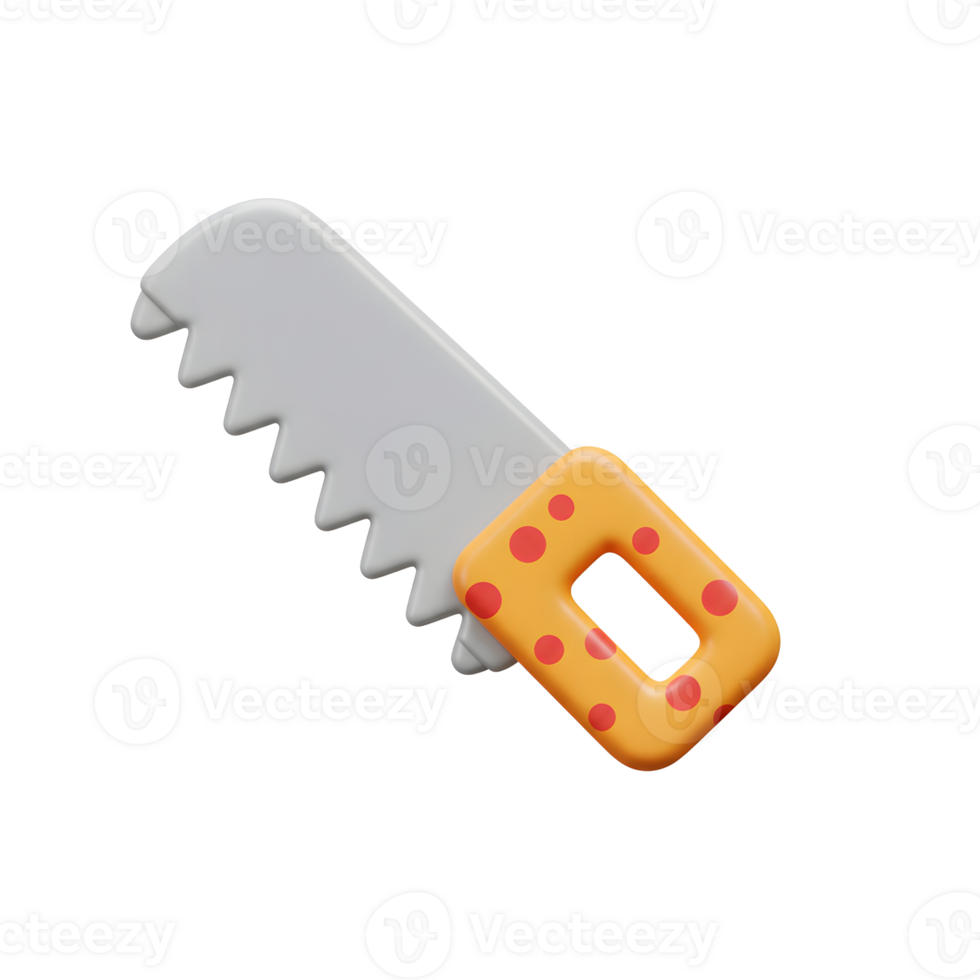 Isolated Hand Saw Tool with Polka Dots on the Handle png