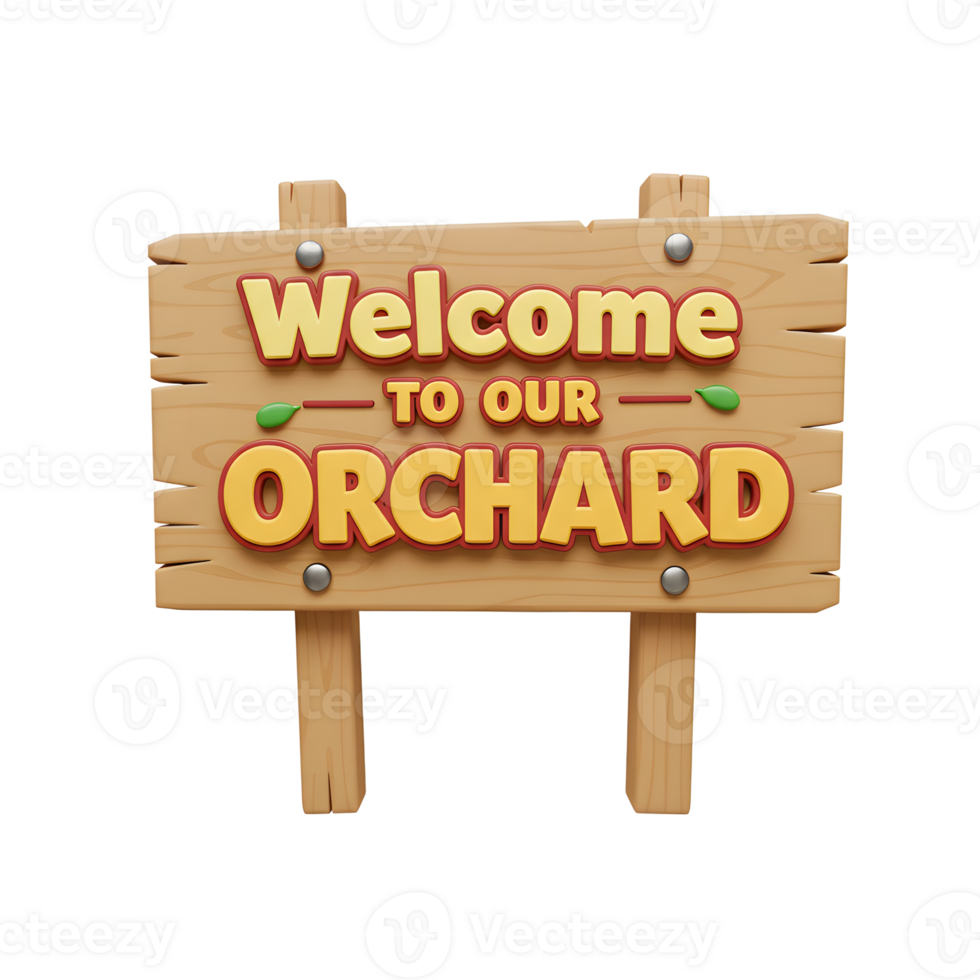 Welcome to Orchard Sign on Wood Plank Background Illustration png