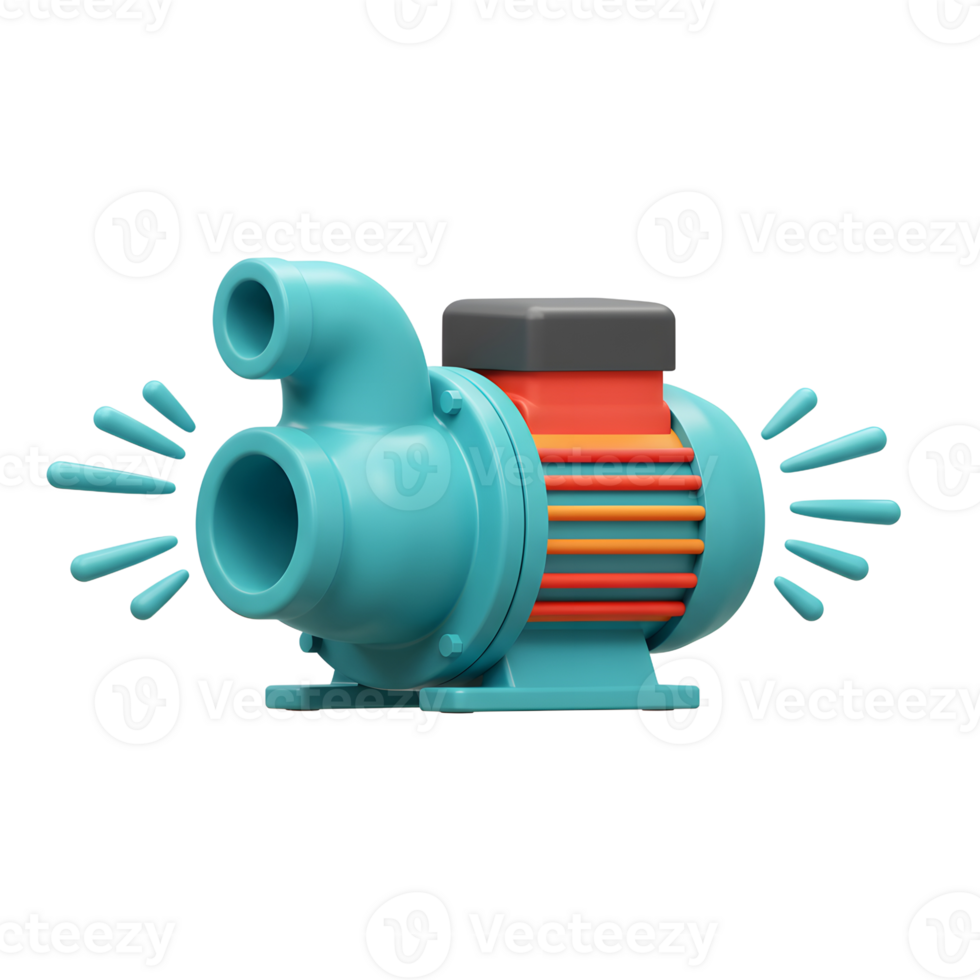 Stylized Water Pump Motor Running with Sound Waves Illustration png