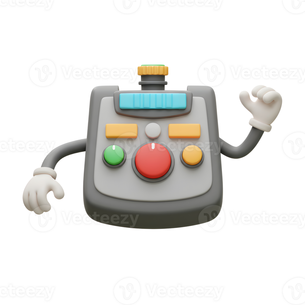 Cartoon control panel gesturing with arm and hand isolated png