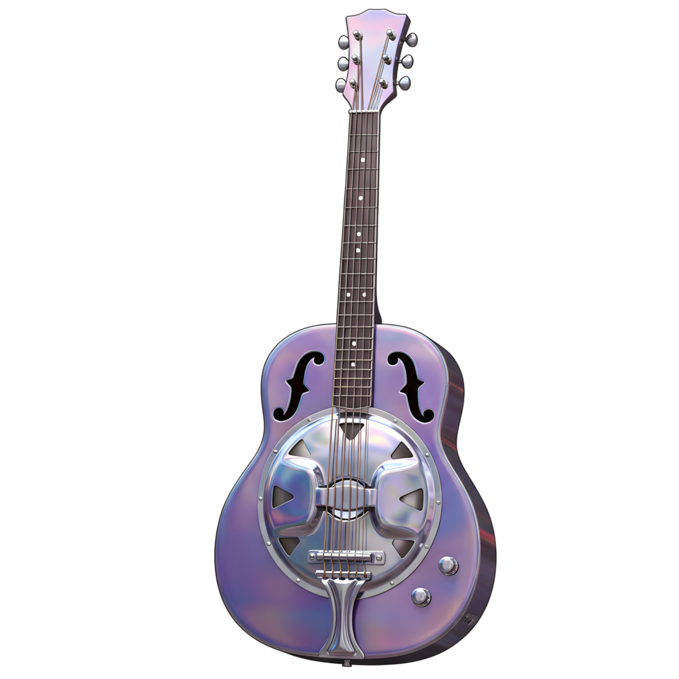 Purple Dobro Style Guitar with Shiny Metal Resonator Isolated png