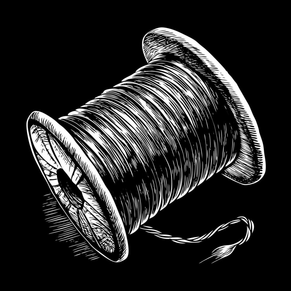 Vintage Thread Spool Illustration in Black and White Style vector