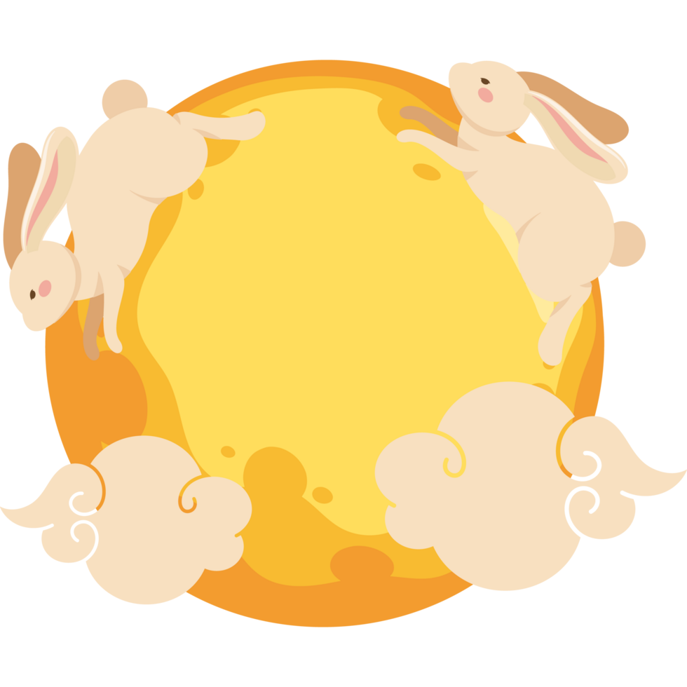 mid autumn festival cute rabbits in moon png