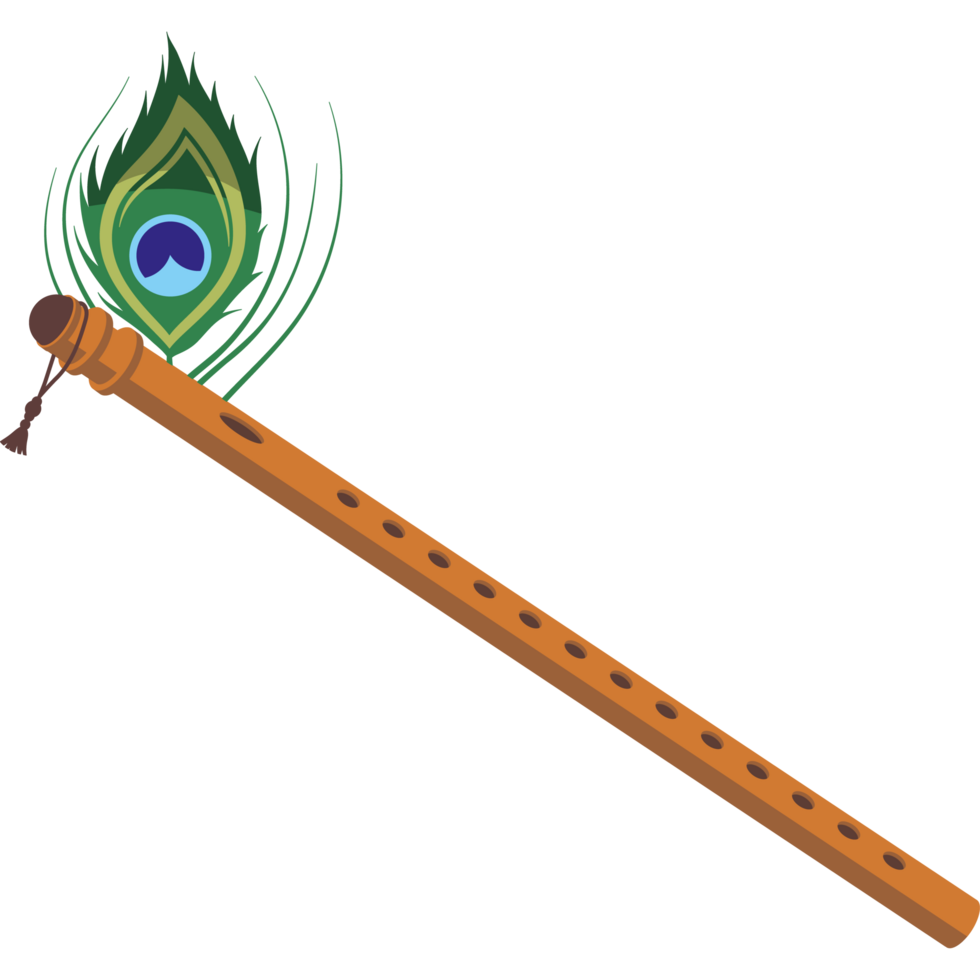 flute with peacock feathers png