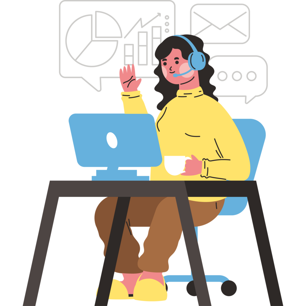 freelancer girl working remotely at home png