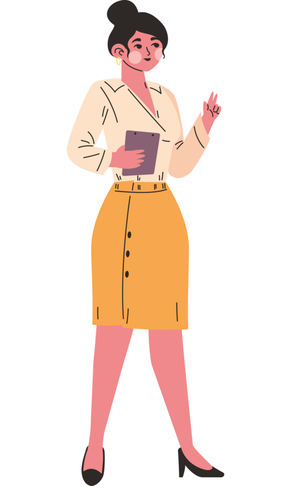 confident entrepreneur woman character stands png