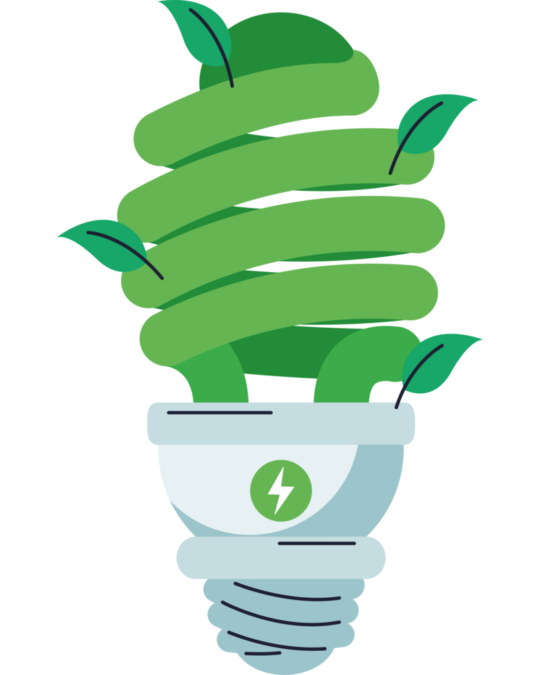 light bulb with leaves for save energy png